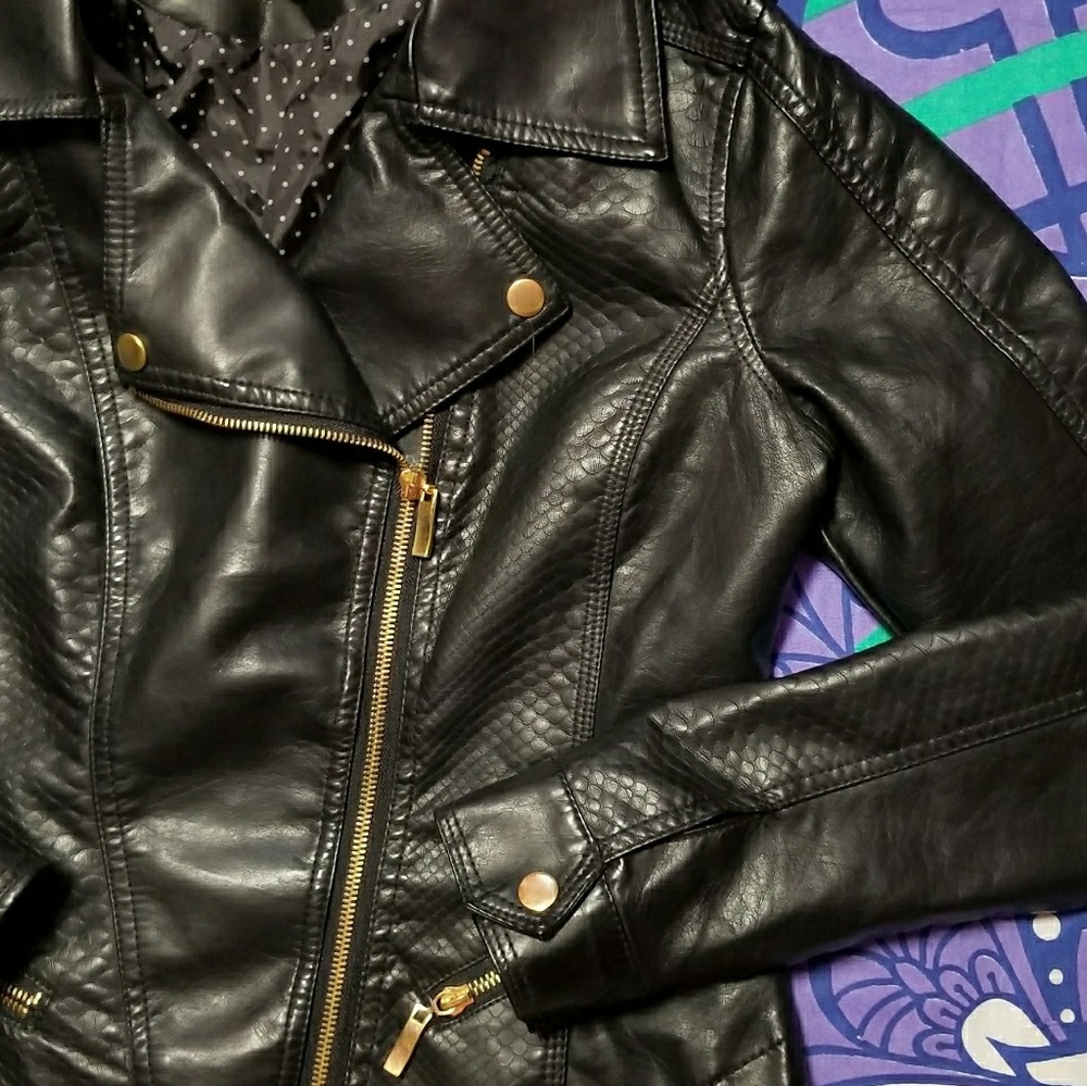 Black Leather Hi-Low Jacket